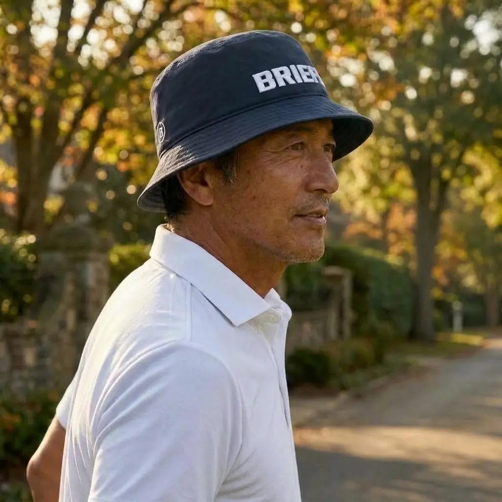 BRIEFING WR CORDURA ROUND LOGO HAT ネイビー 着用イメージ