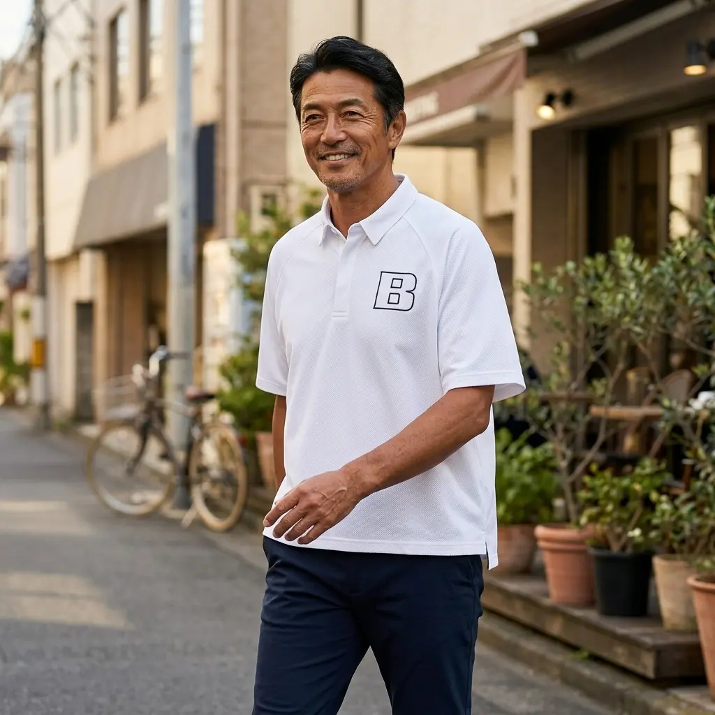 BRIEFING BIG BEAT SHIRT RELAXED FIT ホワイト 着用イメージ