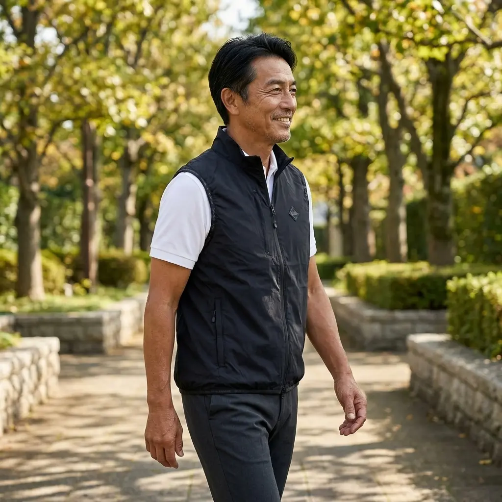 BRIEFING POCKETABLE WIND VEST ブラック 着用イメージ